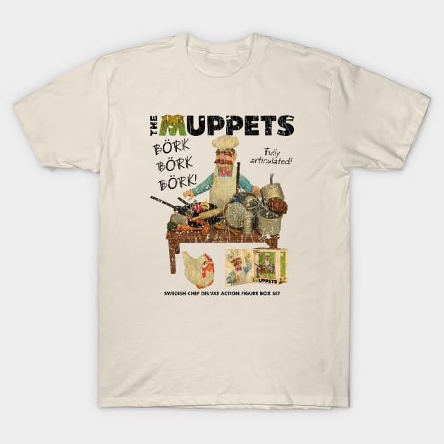 VINTAGE - Swedish Chef Action figure Black T-Shirt by delpionedan